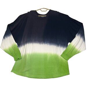 Tie-Dye Long Sleeve Shirt XXL By Above Wings In Navy White & Green Cotton flaw